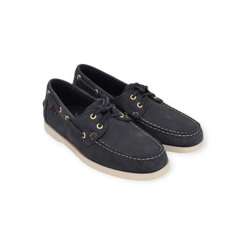 Sebago Docksides Portland nubuck heren bootschoen in blauw nubuck.