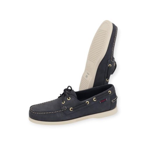 Sebago Docksides Portland nubuck heren bootschoen in blauw nubuck.