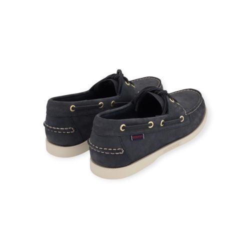 Sebago Docksides Portland nubuck heren bootschoen in blauw nubuck.