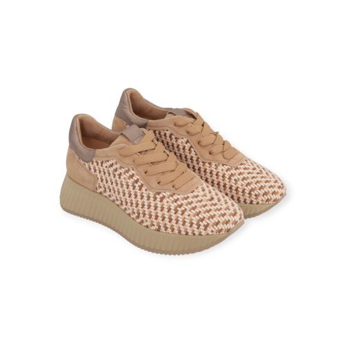 Softwaves Aurora dames sneaker in het beige geweven leer. Softwaves Aurora dames sneaker in het beige geweven leer.