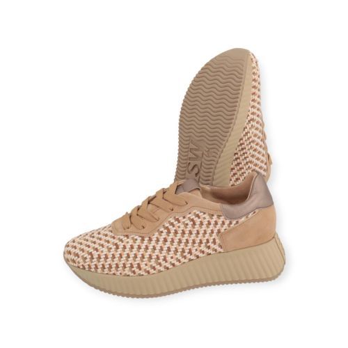 Softwaves Aurora dames sneaker in het beige geweven leer. Softwaves Aurora dames sneaker in het beige geweven leer.