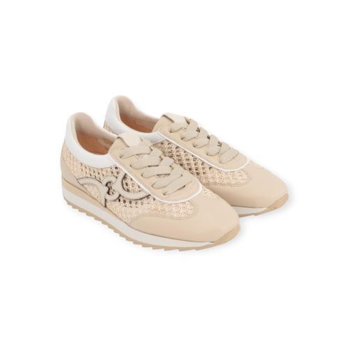Softwaves Dakota dames sneaker in beige leer. Softwaves Dakota dames sneaker in beige leer.
