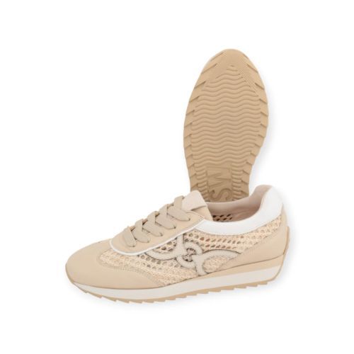 Softwaves Dakota dames sneaker in beige leer. Softwaves Dakota dames sneaker in beige leer.