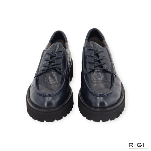 Softwaves Dolce Damita veterschoen in blauw crocco leer voor dames. 