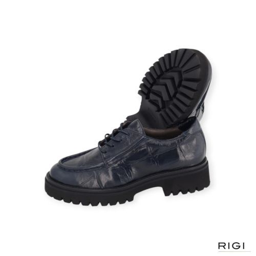 Softwaves Dolce Damita veterschoen in blauw crocco leer voor dames. 