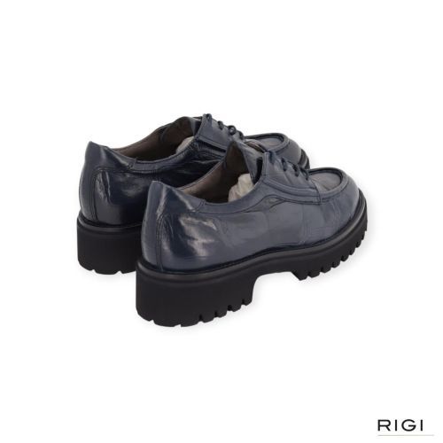 Softwaves Dolce Damita veterschoen in blauw crocco leer voor dames. 