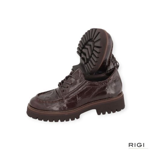 Softwaves Dolce Damita veterschoen in bruin crocco leer voor dames. 