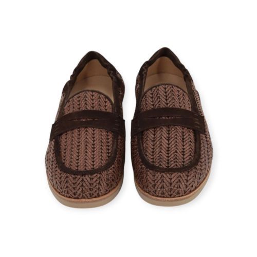 Softwaves Gabele dames mocassin in bruin raffia leer.