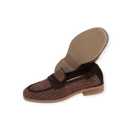 Softwaves Gabele dames mocassin in bruin raffia leer.