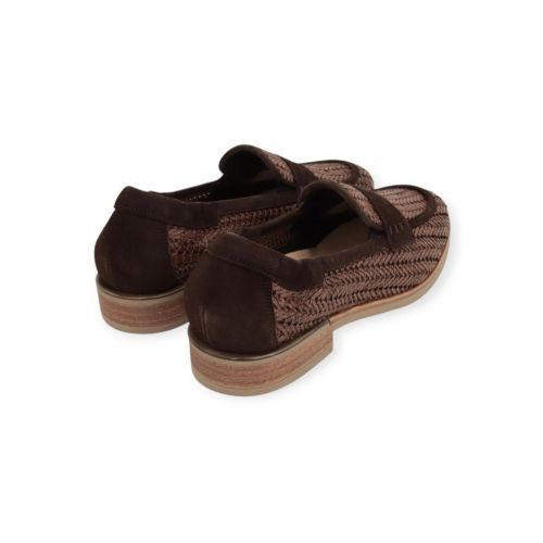 Softwaves Gabele dames mocassin in bruin raffia leer.
