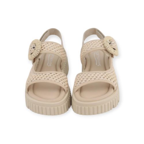 Softwaves Italina dames sandaal in beige raffia suede.