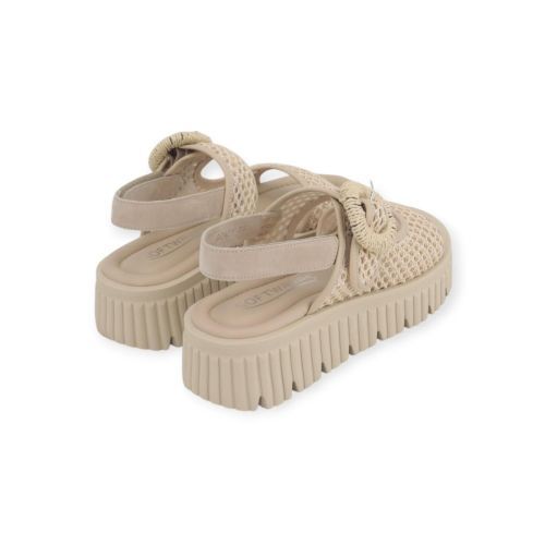 Softwaves Italina dames sandaal in beige raffia suede.
