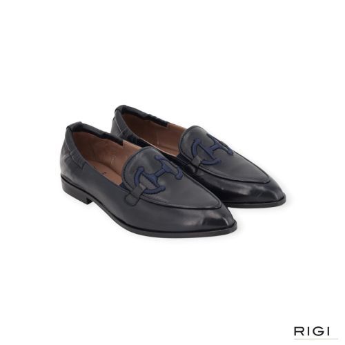 Softwaves Jeneva dames mocassin in blauw leer. Softwaves Jeneva dames mocassin in blauw leer.