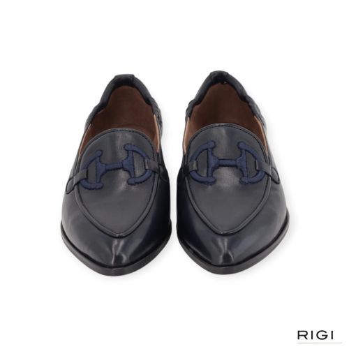 Softwaves Jeneva dames mocassin in blauw leer. Softwaves Jeneva dames mocassin in blauw leer.