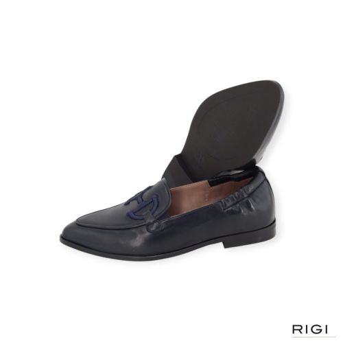 Softwaves Jeneva dames mocassin in blauw leer. Softwaves Jeneva dames mocassin in blauw leer.
