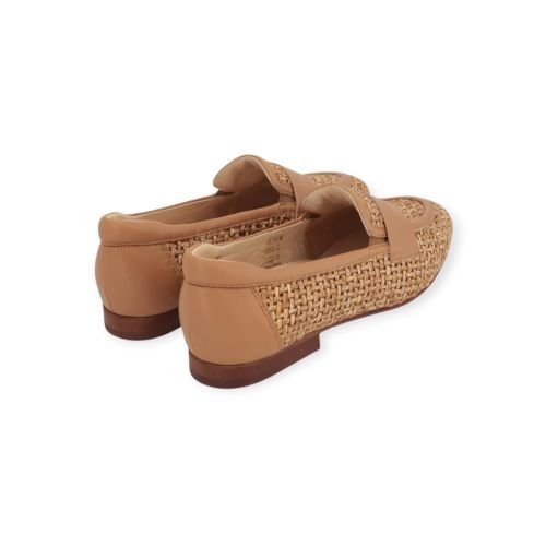 Softwaves Sean dames mocassin in cognac geweven leer.