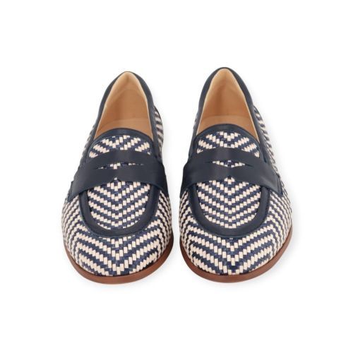 Softwaves Sel Mocassin in blauw met multi tressé voor dames. 