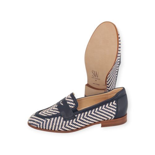 Softwaves Sel Mocassin in blauw met multi tressé voor dames. 