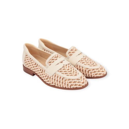 Softwaves Sel Mocassin in beige met multi tressé voor dames. 