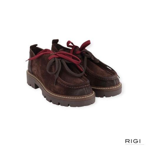 Stokton Rebel-001 veterschoen in bruin suède voor dames. 