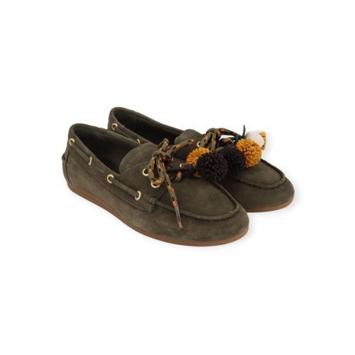 Toral Nahua Charms mocassin in kaki voor dames. 