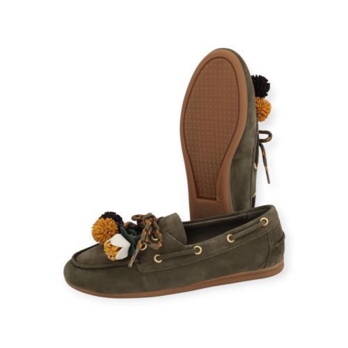 Toral Nahua Charms mocassin in kaki voor dames. 