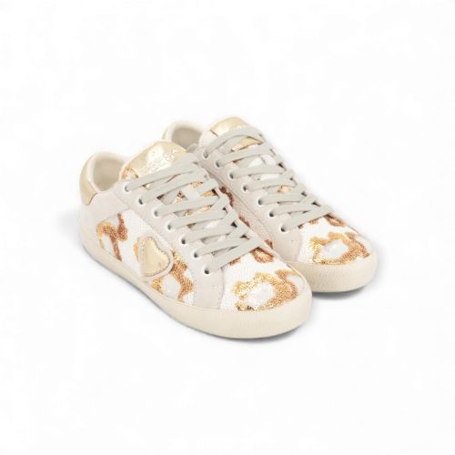 Tosca Blu Emily sneaker voor dames in wit - goud. Tosca Blu Emily sneaker voor dames in wit - goud.