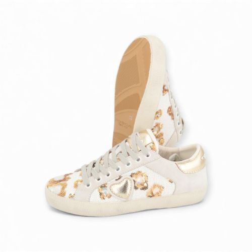 Tosca Blu Emily sneaker voor dames in wit - goud. Tosca Blu Emily sneaker voor dames in wit - goud.