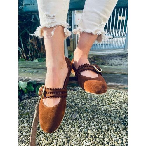 Truman’s 4354 ballerina in donker cognac suède