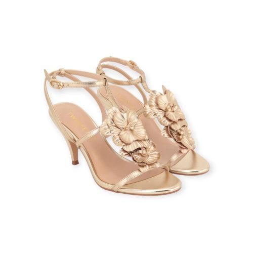 Twinset elegante sandaal in goud shining leer voor dames. 