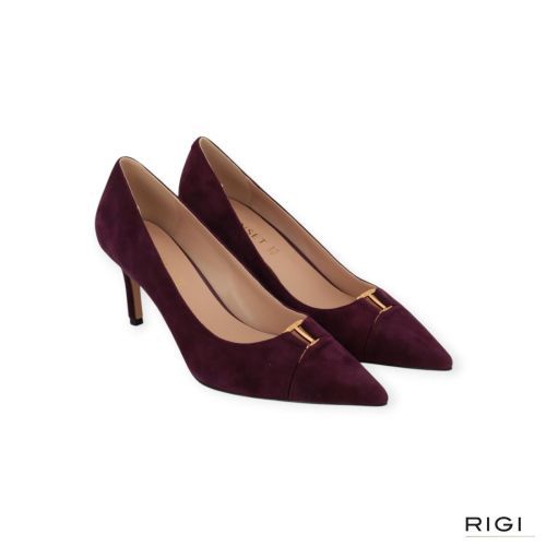 Twinset dames pump in paars suede leer op hak van 7cm. Twinset dames pump in paars suede leer op hak van 7cm.