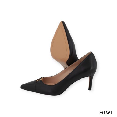 Twinset dames pump in zwart leer op hak van 7cm.
