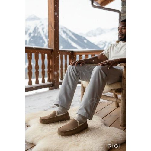 UGG Ascot pantoffel voor heren in LBNZ, lichtbruin suède. 
