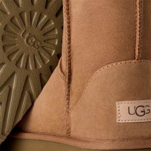 Ugg Classic Short II enkellaars in chestnut, cognac suède voor dames. Ugg Classic Short II enkellaars in chestnut, cognac suède voor dames.
