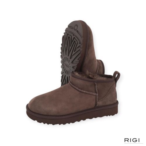 Ugg classic ultra mini enkellaars in bruin DDCC ‘Dusted Cocoa’ voor dames. 