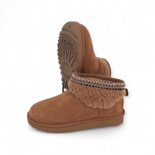 UGG Enkellaars - Boots Cognac dames (Classic Ultra Mini Maxi Curly 1158263 - Classic Ultra Mini Maxi Curly ) - Rigi