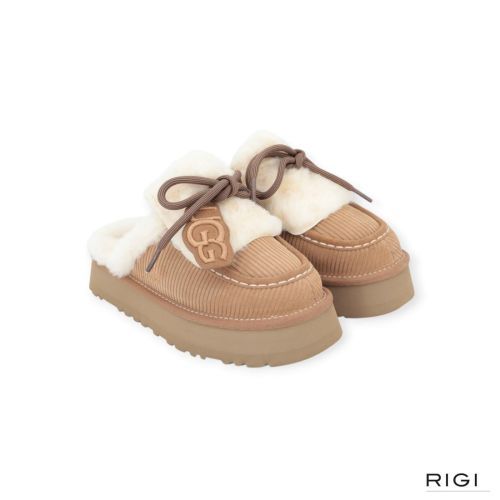 Ugg Disquette Heritage pantoffel voor dames in chestnut, cognac suède. 