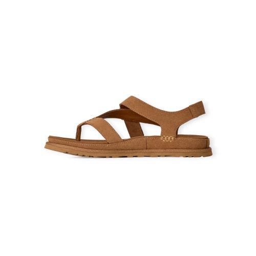 Ugg Goldengaze Toe Post sandaal in chestnut cognac suède voor dames. 
