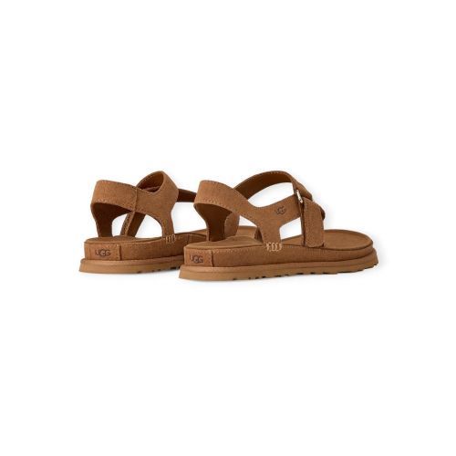 Ugg Goldengaze Toe Post sandaal in chestnut cognac suède voor dames. 