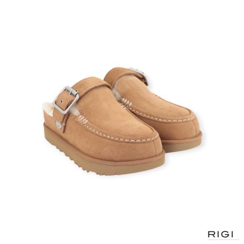 UGG Goldenstar Evelina Clog , pantoffel voor dames in cognac, chestnut suède. 
