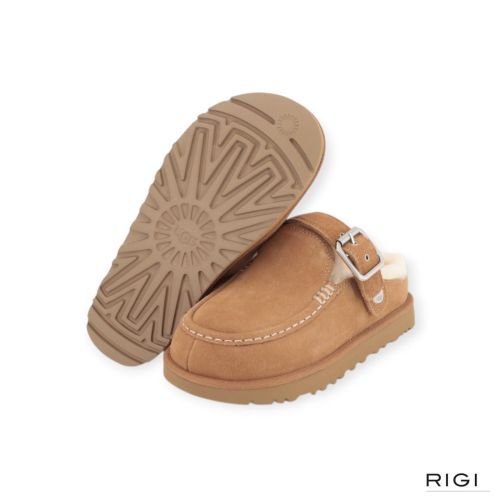 UGG Goldenstar Evelina Clog , pantoffel voor dames in cognac, chestnut suède. 