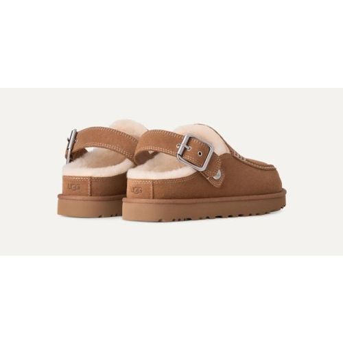 UGG Goldenstar Evelina Clog , pantoffel voor dames in cognac, chestnut suède. 