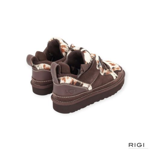 Ugg Lowmel Western veterschoen in bruin suède met cowprint voor dames. 