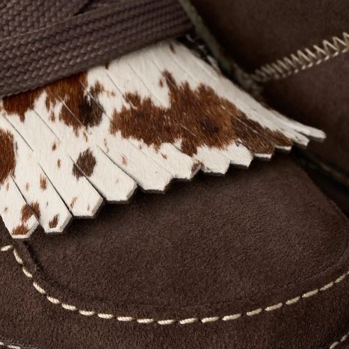 Ugg Lowmel Western veterschoen in bruin suède met cowprint voor dames. 