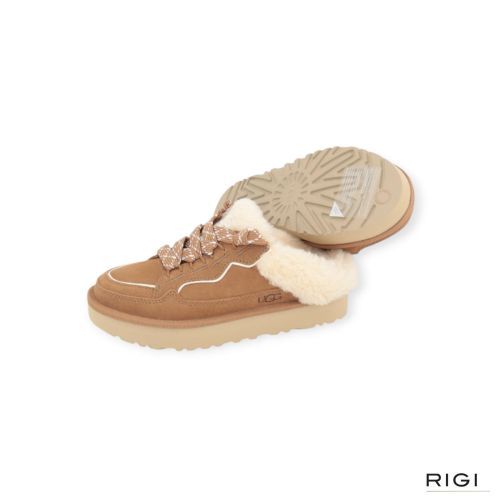 Ugg Lowmel Pantoffel, Mule in cognac ‘chestnut’ suède met wol voor dames. Ugg Lowmel Pantoffel, Mule in cognac ‘chestnut’ suède met wol voor dames.