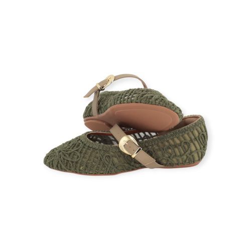 Valentina ballerina in groen geweven leer voor dames. Valentina ballerina in groen geweven leer voor dames.