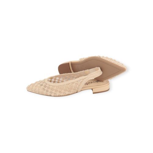 Valentina ballerina in beige geweven leer voor dames. Valentina ballerina in beige geweven leer voor dames.