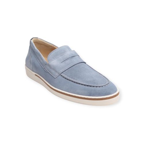 Van Bommel Bora 04.00 mocassin voor heren in lichtblauw suède.