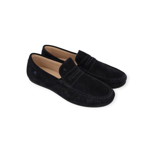 Van Bommel heren mocassin / loafer blauw suede leer.