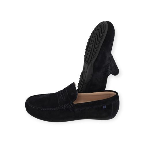 Van Bommel heren mocassin / loafer blauw suede leer.